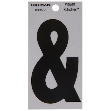 Hillman HILLMAN 3 in. Reflective Black Vinyl Self-Adhesive Special Character Ampersand 1 pc, PK6 839538